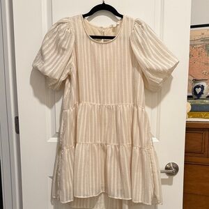 Blu Pepper Textured Cream Dress